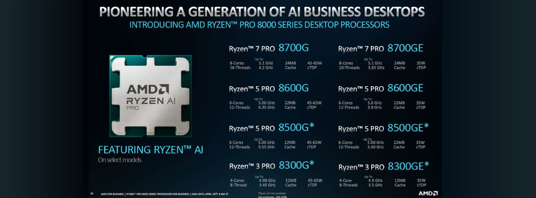 Nuevos procesadores de escritorio y móviles de AMD: Ryzen PRO 8000G y Ryzen PRO 8040